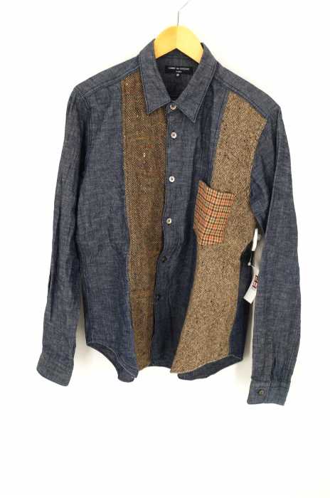 COMME des GARCONS HOMME （コムデギャルソンオム） AD2008 ツイード切替 デニムシャツ メンズ トップス