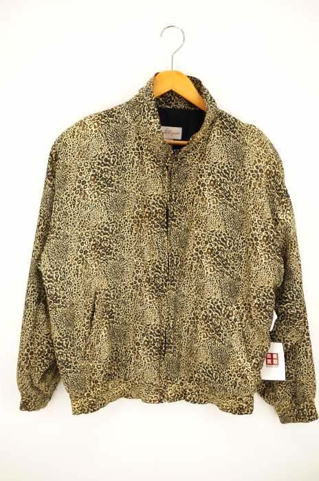 USED古着  （ユーズドフルギ） rhoda lynne シルクレオパード柄スタンドカラージャケット ワイドシルエット レディース アウター