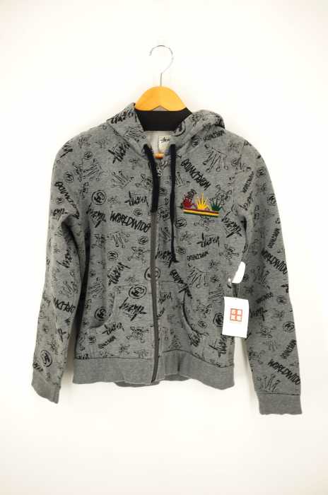 STUSSY （ステューシー） 総柄 ジップアップパーカー レディース