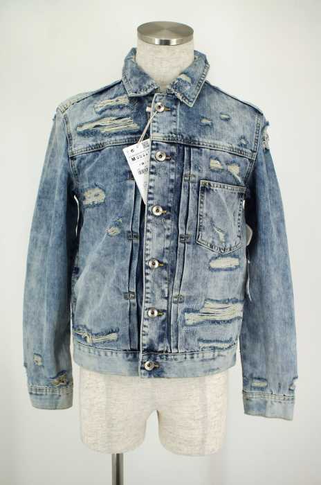 ZARA MAN （ザラマン） ケミカルウォッシュ加工ハードダメージデニムジャケット メンズ アウター