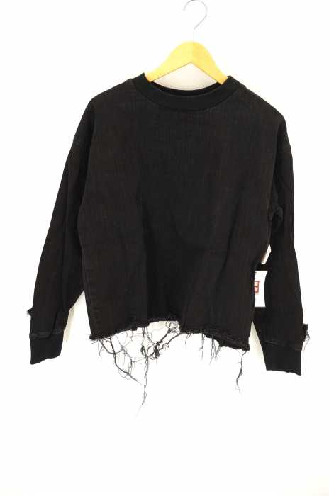 ZARA WOMAN （ザラ ウーマン） フリンジ加工 デニムクルーネックカットソー レディース トップス