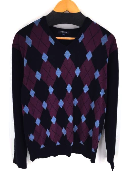BURBERRY LONDON（バーバリーロンドン） アーガイル Vネックウールニット メンズ トップス