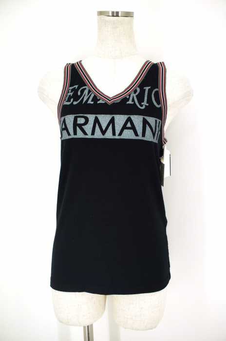 EMPORIO ARMANI （エンポリオアルマーニ） ロゴ入りプリントノースリーブトップス レディース トップス