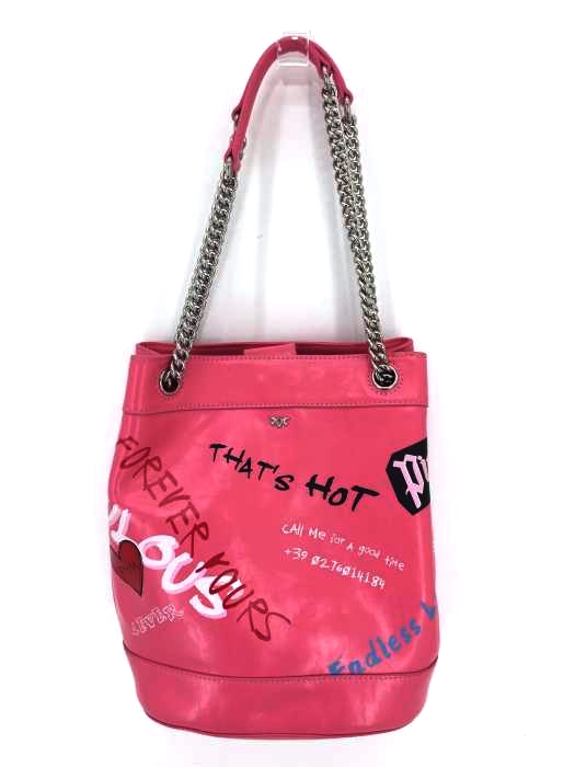 PINKO（ピンコ） FABULOUS 英字プリント チェーンベルト ショルダーバッグ レディース バッグ