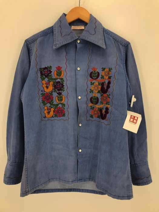 USED古着（ユーズドフルギ） メキシコ製刺繍デザイン長袖ロングスリーブデニムシャツ メンズ トップス