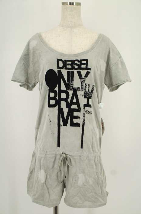 DIESEL （ディーゼル） ムラ染め加工半袖ロゴサロペットパンツ レディース ワンピース
