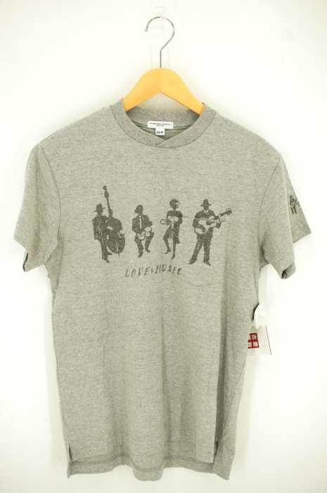 ENGINEERED GARMENTS NEW YORK（エンジニアド ガーメンツ） プリンテッドクロスクルーネックTシャツ LOVE＆MUSIC メンズ トップス