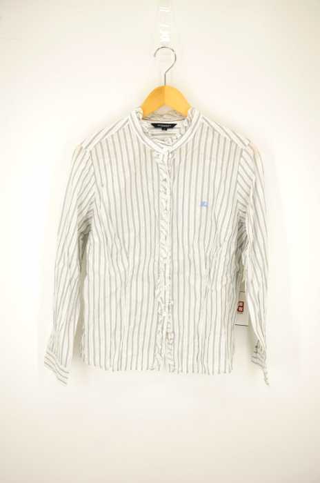 美品 BURBERRY LONDON ストライプ フリル シャツ BURBERRY LONDON（バーバリーロンドン） 刺繍入り ストライプ柄