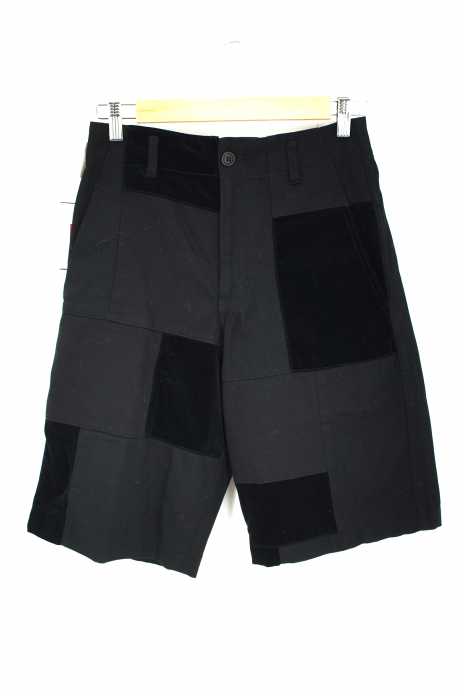 BLACK COMME des GARCONS （ブラックコムデギャルソン） AD2011 パッチワークベロア切替ショートパンツ レディース パンツ