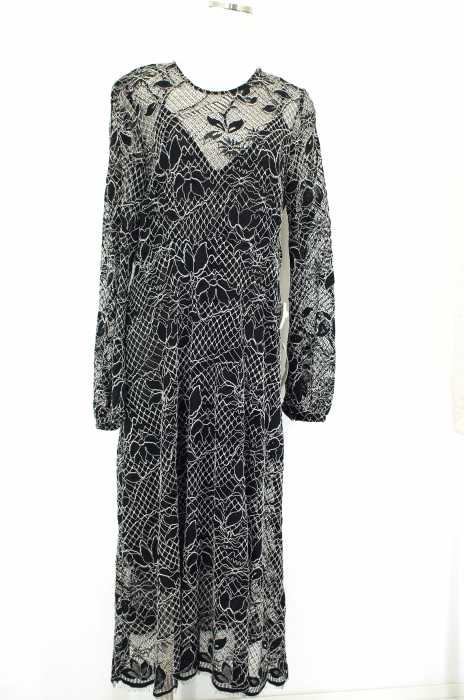 ZARA WOMAN （ザラ ウーマン） BLACK WHITE LACE MIDI DRESS レディース ワンピース
