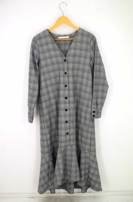 ZARA Trafaluc collection （ザラトラファルクコレクション） ハウンドトゥースチェック ノーカラーVネックシャツワンピ レディース ワンピース