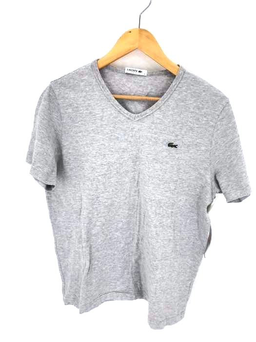 LACOSTE（ラコステ） ブランドロゴ刺繍入りVネック半袖Tシャツ レディース トップス