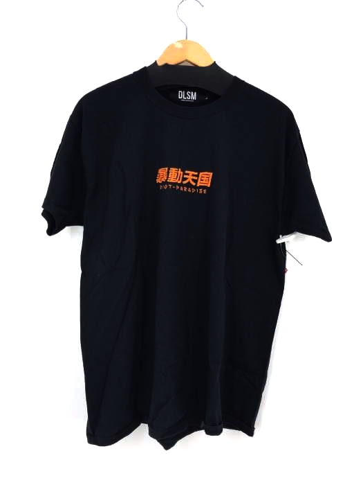 DLSM(ディーエルエスエム) 暴動天国刺繍 バックプリントクルーネックTシャツ メンズ トップス