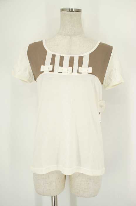 NATURAL BEAUTY BASIC (ナチュラルビューティーベーシック) リボン付き切替半袖Tシャツ レディース トップス