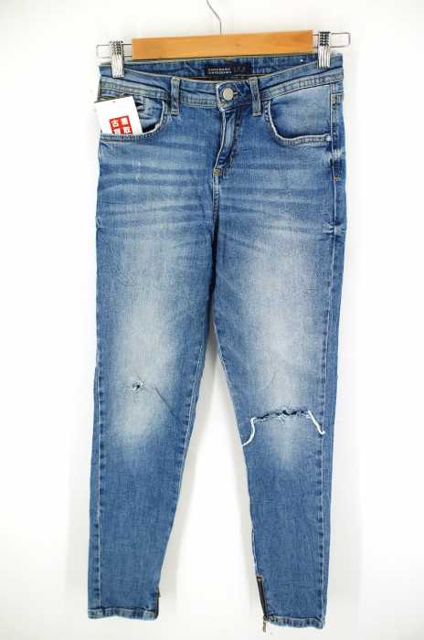 ZARA（ザラ） クラッシュ加工 裾ジップ スキニー レディース パンツ