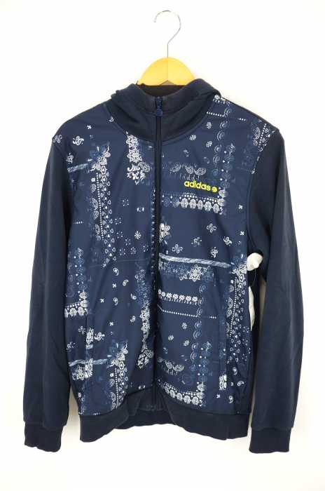 adidas （アディダス） NEO LABEL 総柄生地切替 ジップアップパーカー メンズ トップス
