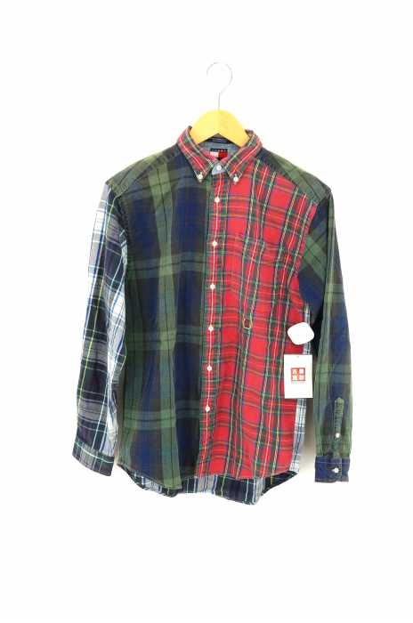 TOMMY HILFIGER （トミーヒルフィガー） パッチワーク 異素材切替 長袖シャツ メンズ トップス