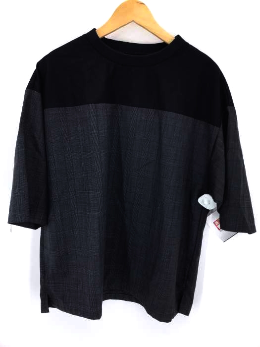 STUDIOUS（ステュディオス） チェック切り替えビッグシルエットTシャツ メンズ トップス