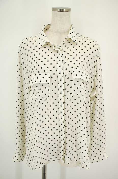 ZARA BASIC （ザラベーシック） ドット柄フレンチフライシフォンシャツ レディース トップス
