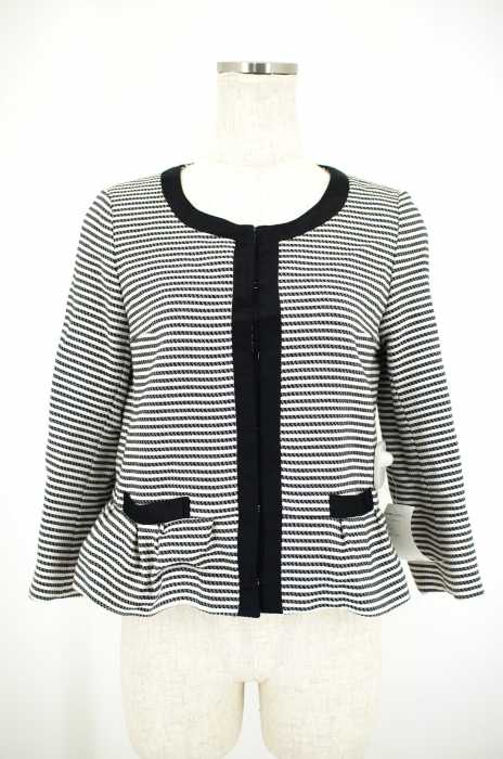 Cynthia Rowley （シンシアローリー） ボーダーフリルノーカラージャケット レディース アウター