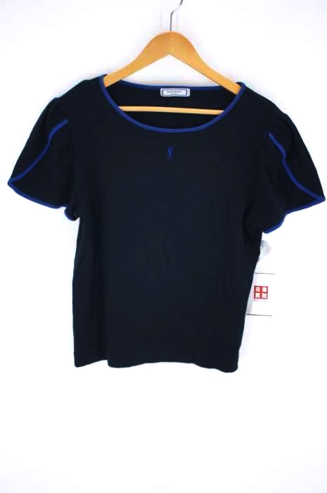 Yves Saint Laurent（イヴサンローラン） ロゴ刺繍 ボートネックカットソー Tシャツ レディース トップス