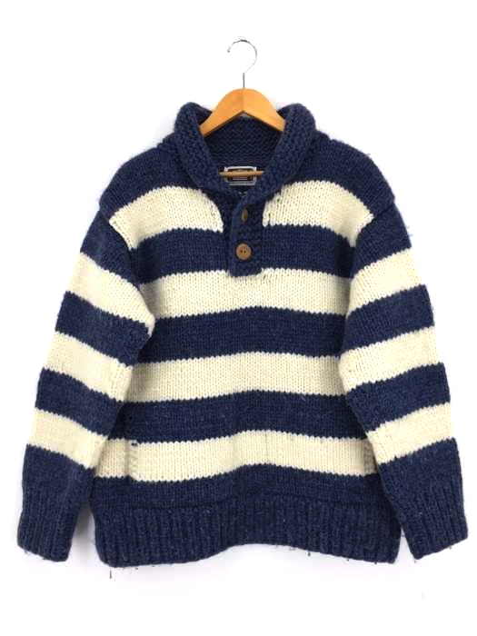 LONGHOUSE カナダ製 ボーダーウールニットプルオーバー メンズ トップス LONGHOUSE カナダ製 ボーダーウールニットプルオーバー メンズ トップス