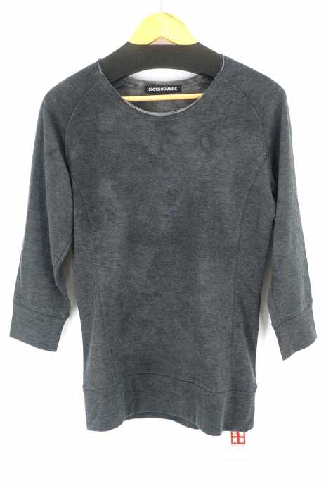 5351 POUR LES HOMMES(ゴーサンゴーイチプールオム) カットオフ 裏毛ムラ染め7分袖スウェットカットソー メンズ トップス