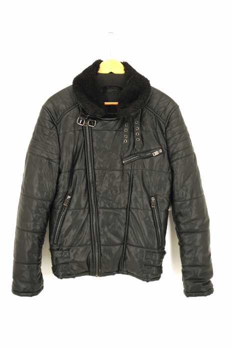 BLACK TAG by ZARA MAN(ブラックタグバイザラマン) ファー付き 中綿ジャケット ダブルライダースジャケット メンズ アウター