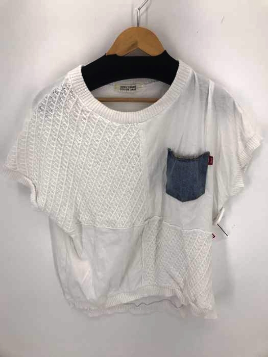 DOUBLE NAME(ダブルネーム) ニットクロス切替ポケTシャツ レディース トップス