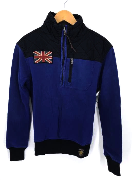 Polo by RALPH LAUREN（ポロバイラルフローレン） ハーフジップ切り替えスウェット ユニオンジャック パッチ付き メンズ トップス