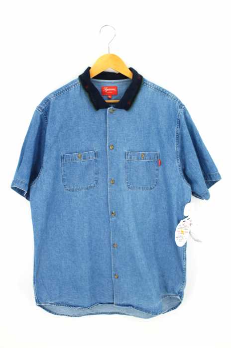 Supreme （シュプリーム） Rib Collar S/S Denim Shirt メンズ トップス