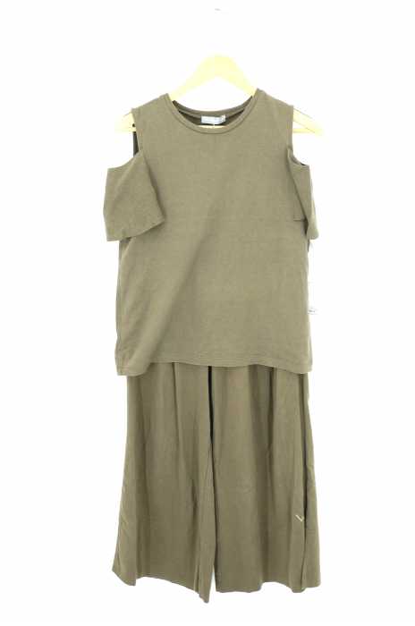 DAMA collection （ダーマコレクション） ショルダーカット クルーネックカットソー イージーワイドパンツ レディース セットアップ