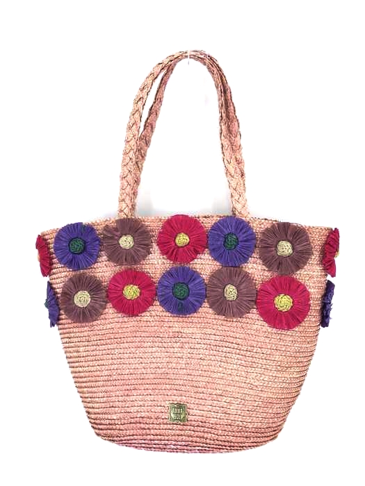 ANNA SUI(アナスイ) 花刺繍 ストロー かごバッグ レディース バッグ