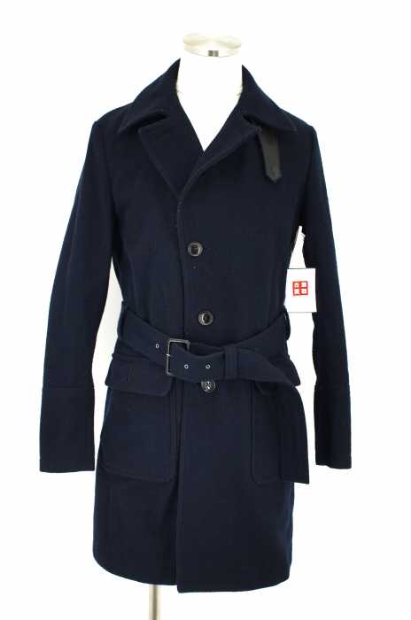 5351 POUR LES HOMMES（ゴーサンゴーイチプールオム） レザー切替ウール混ロングコート メンズ アウター