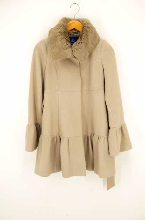 BURBERRY BLUE LABEL（バーバリーブルーレーベル） ラビットファー付き フリルウールコート レディース アウター