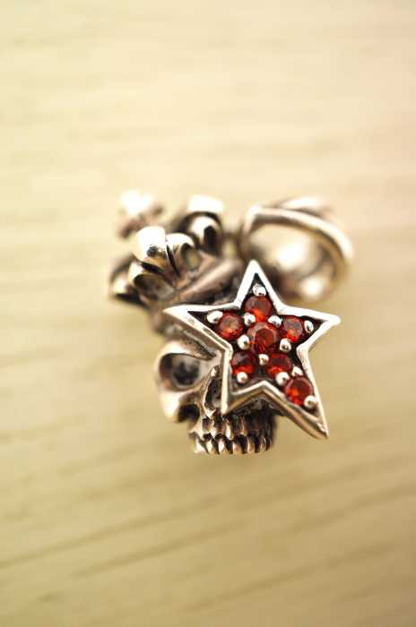 USED古着（ユーズドフルギ） 925 ストーン付きスカルモチーフシルバートップ メンズ アクセサリー