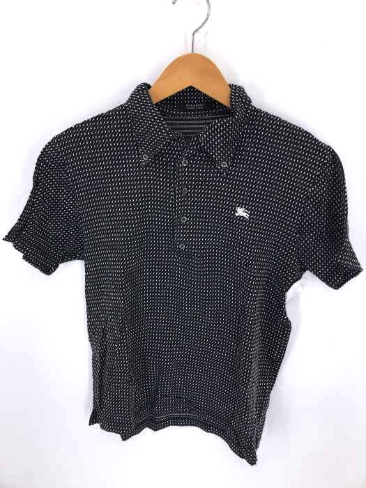 BURBERRY BLACK LABEL（バーバリーブラックレーベル） ブランドロゴ刺繍入り総柄ボタンダウン半袖ポロシャツ レディース トップス