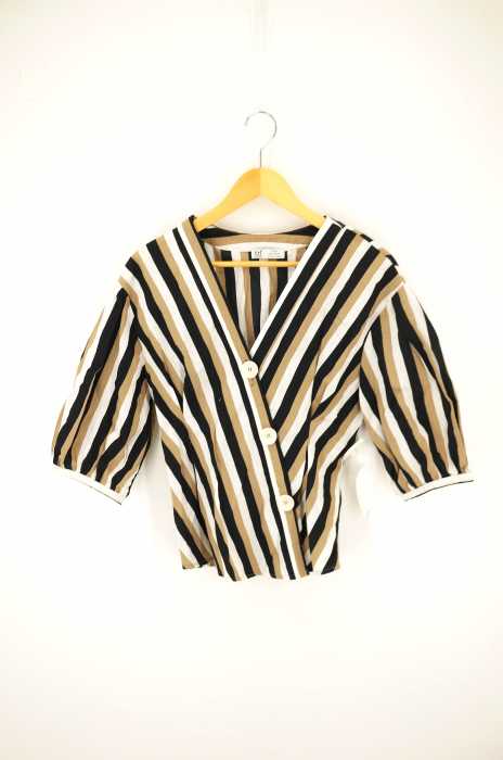 ZARA TRF （ザラティーアールエフ） ストライプ柄 Vネックブラウス レディース トップス