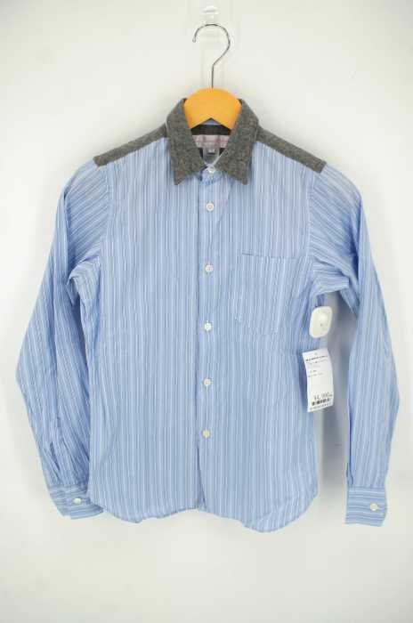 COMME des GARCONS SHIRT(コムデギャルソンシャツ) フランス製 ウール切替ストライプボタンシャツ レディース トップス