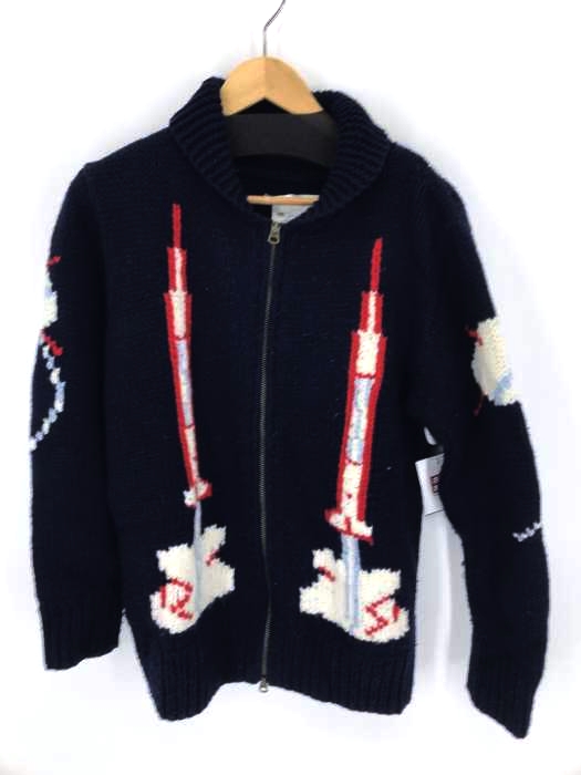 VOTE MAKE NEW CLOTHES(ボートメイクニュークローズ) ロケット柄 ニットカーディガン カウチン メンズ トップス