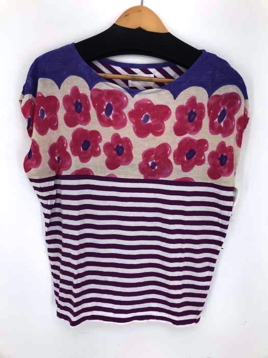 TSUMORI CHISATO(ツモリチサト) 花柄ボーダー切替ボートネックシャツ レディース トップス