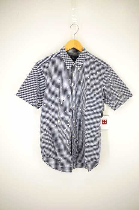 COMME des GARCONS HOMME (コムデギャルソンオム) AD2011 ペイント加工 ギンガムチェック柄 半袖シャツ メンズ トップス
