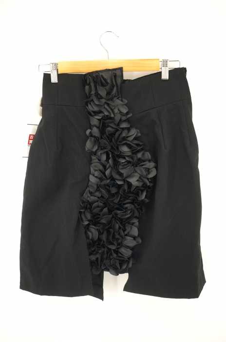 COMME des GARCONS （コムデギャルソン） AD2008 センター 花 フリル装飾付き ナイロンスカート レディース スカート