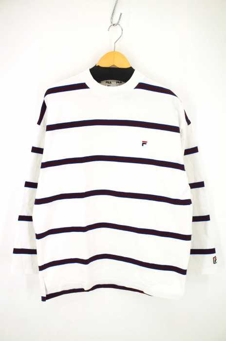 FILA (フィラ) マルチボーダーロゴ刺繍 ロングTシャツ ロンT メンズ トップス