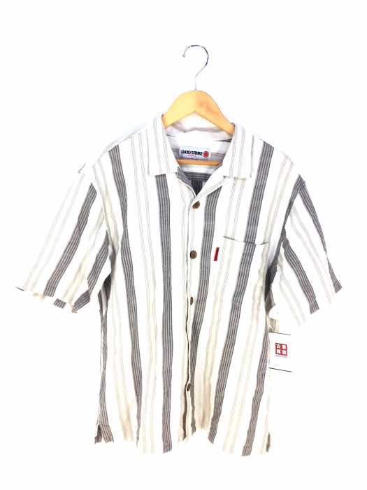 USED古着 (ユーズドフルギ) 企業ロゴ LUCKY STRIKE ラッキーストライク オープンカラーシャツ メンズ トップス