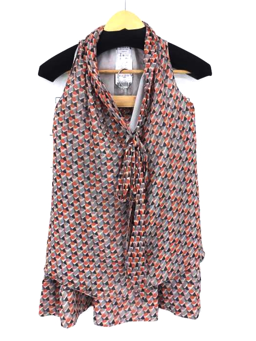 ARMANI COLLEZIONI（アルマーニコレツィオーニ） タイ付き 総柄シルクブラウス シルクフレアスカート セットアップ レディース セットアップ