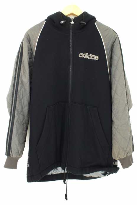 adidas（アディダス） デカロゴ オーバーサイズ キルティングフーデッドブルゾン メンズ アウター