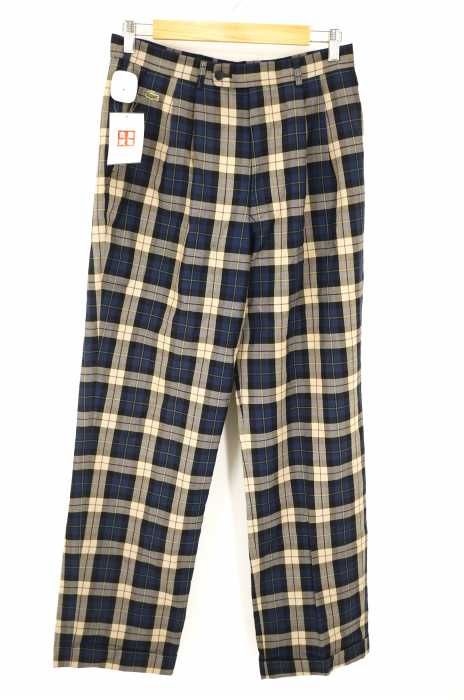 LACOSTE （ラコステ） Vintage CHEMISE LACOSTE Plaid Checkered Wool Pants スラックス テーパードパンツ メンズ パンツ
