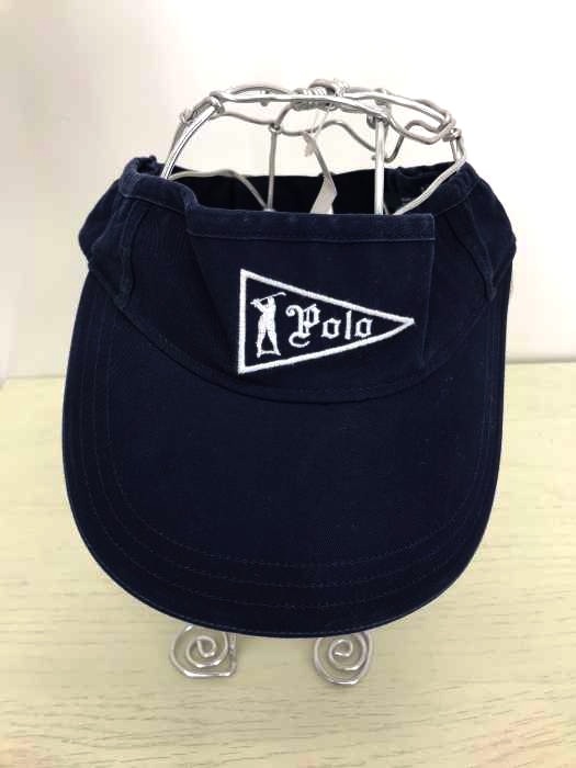 90s POLO GOLF Ralph Lauren コットンサンバイザー ポロゴルフ ラルフローレン サンバイザー 白×ネイビー コットン