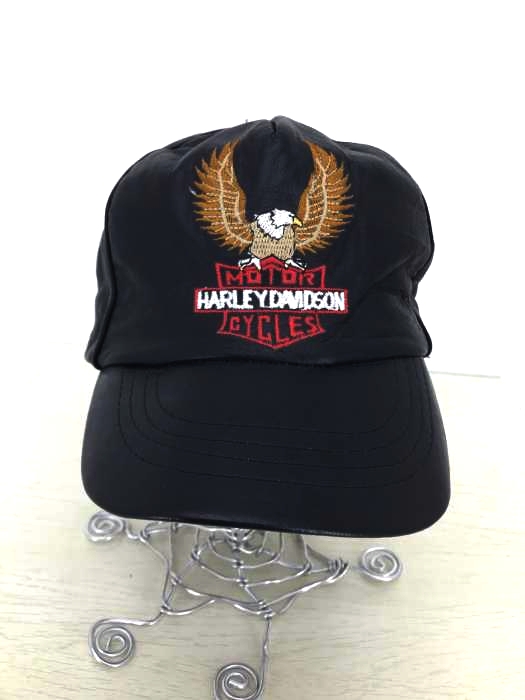 HARLEY DAVIDSON（ハーレーダヴィットソン） ブランドロゴ刺繍レザーキャップ メンズ 帽子